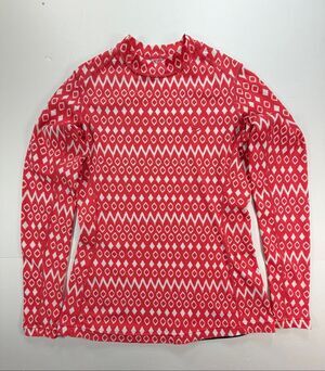 Coolibar Womens Size M UPF 50+ Pink White Geometric Long Sleeve Sun Shirt